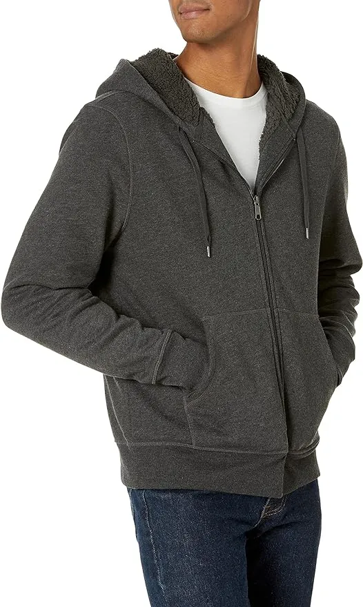Men's Sherpa Fleece Lined classic zip-up hoodie